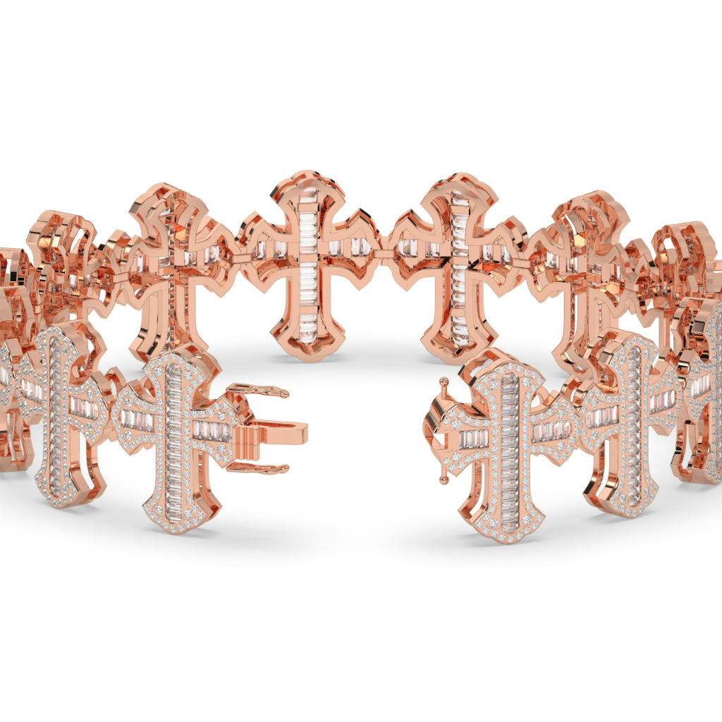 Iced Baguette Faith Cross Bracelet