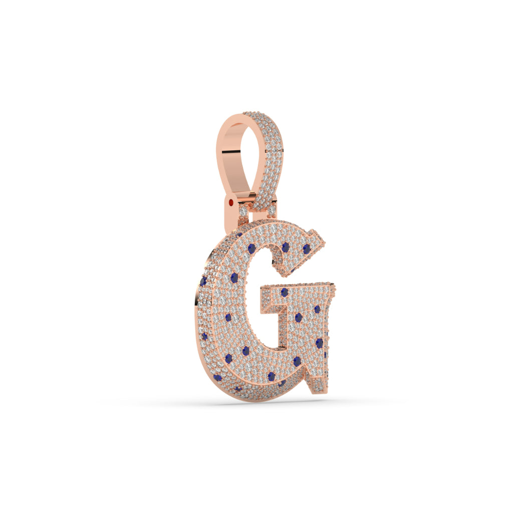 Glittering G Blue Diamond Pendant