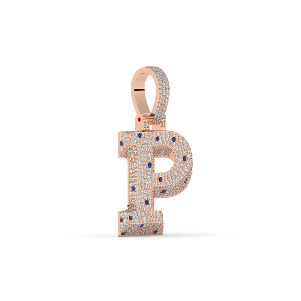 Bold Blue Gem P Pendant