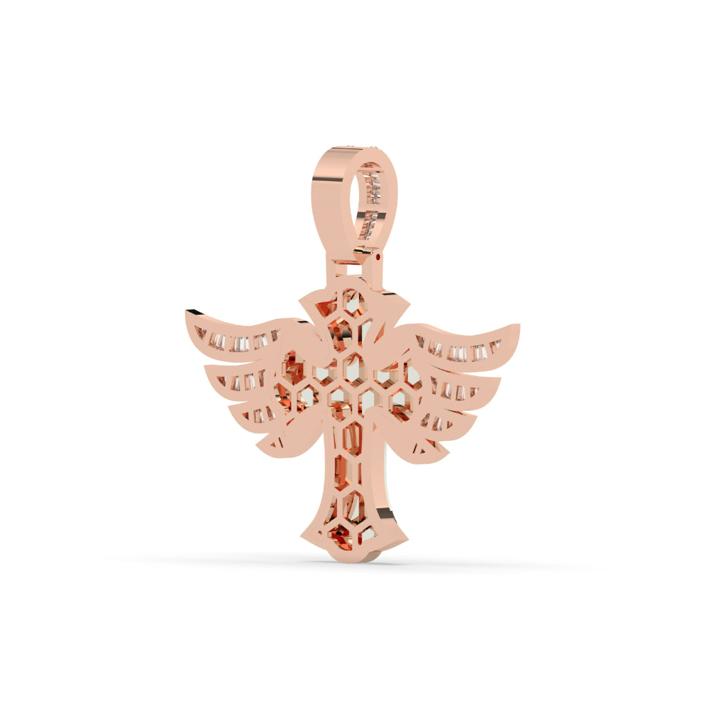 Angel Wings Diamond Cross Pendant