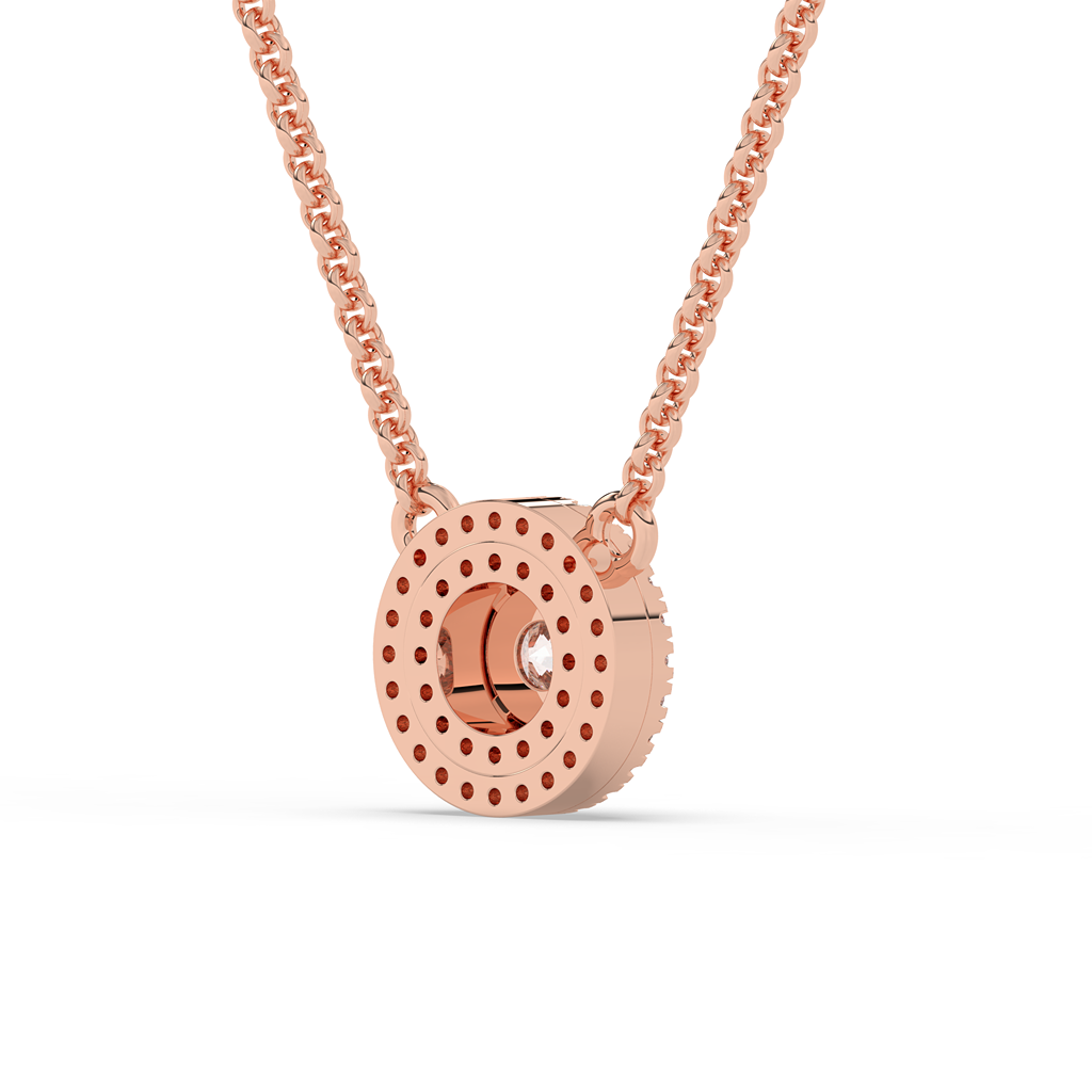 Double Halo Round Diamond Necklace