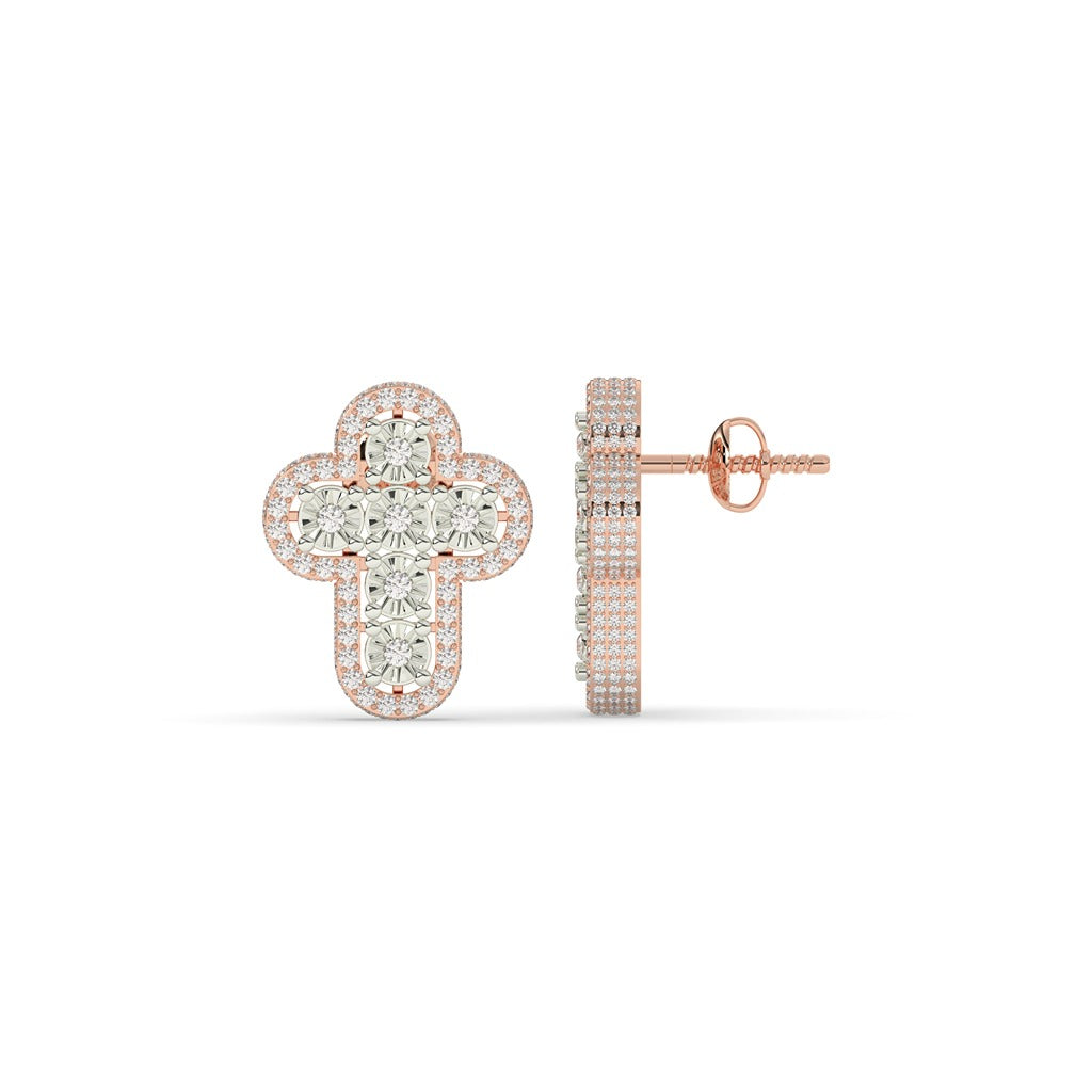 Iced Cross Cluster Stud Earrings