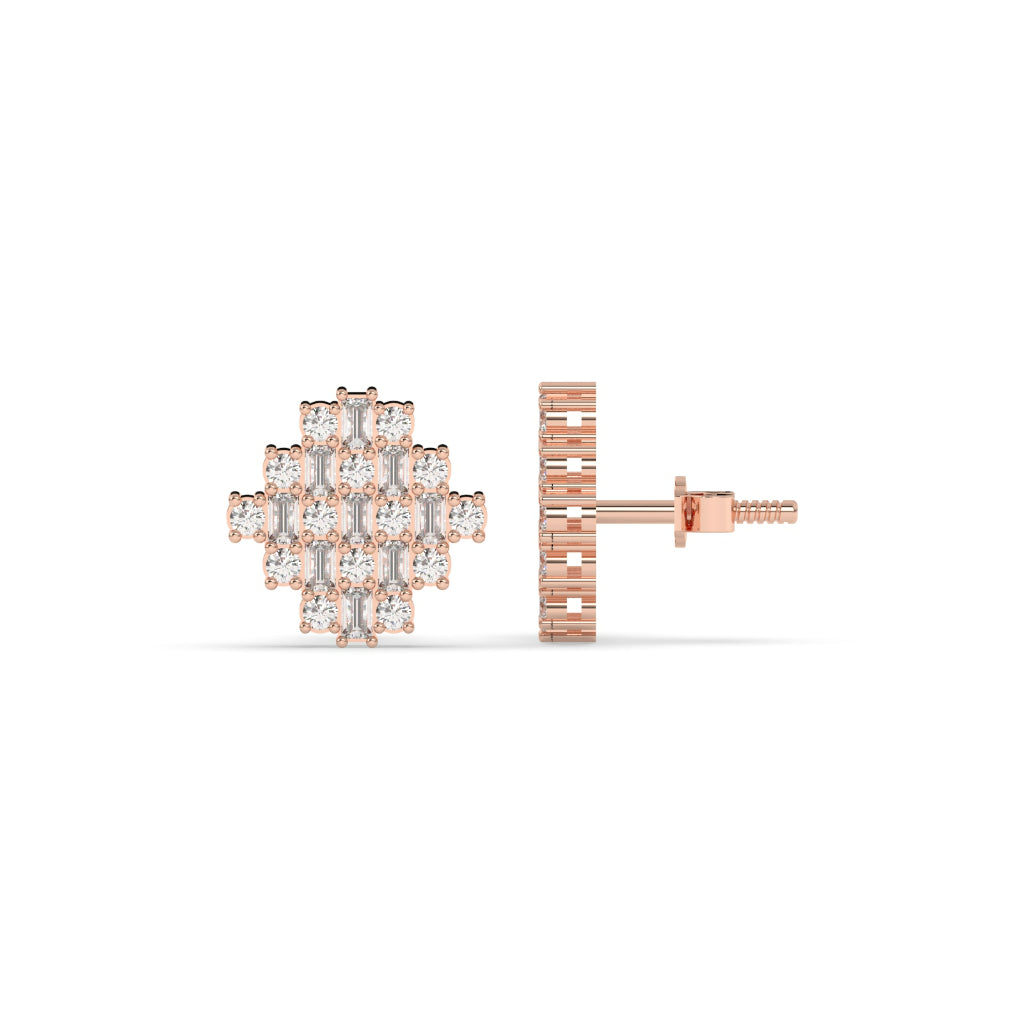 Baguette Cross Cluster Stud Earrings