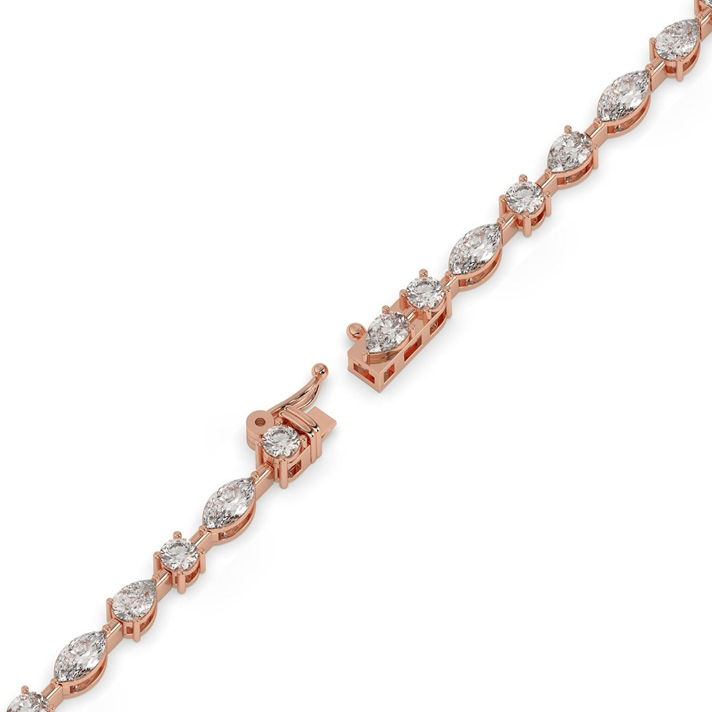 Three-Prong Round Diamond Tennis Bracelet in Gold