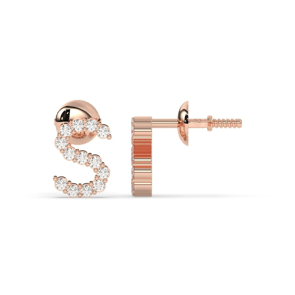 Elegant S Shape Diamond Studs