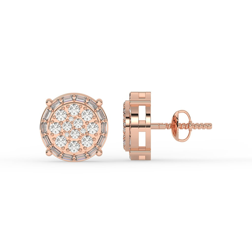 Baguette Border Diamond Studs