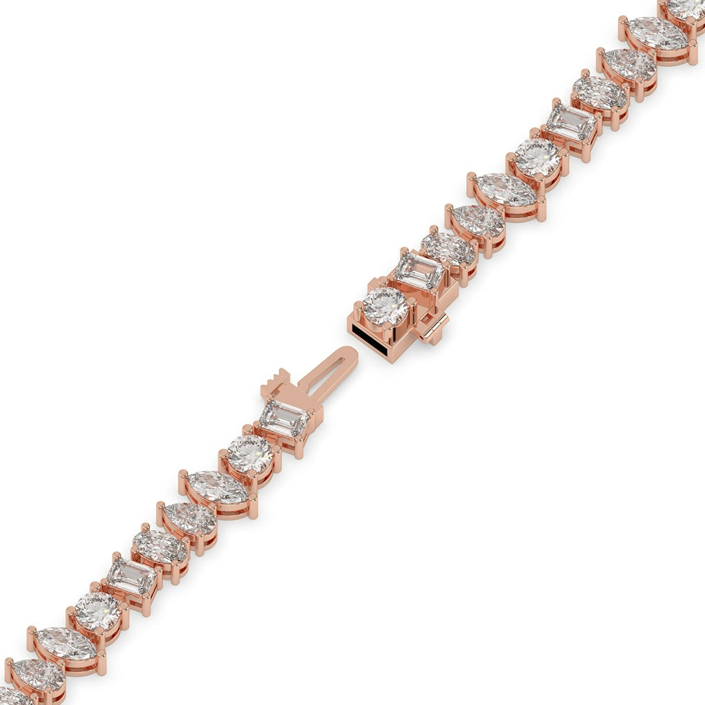 Mixed Cut Diamond Tennis Bracelet