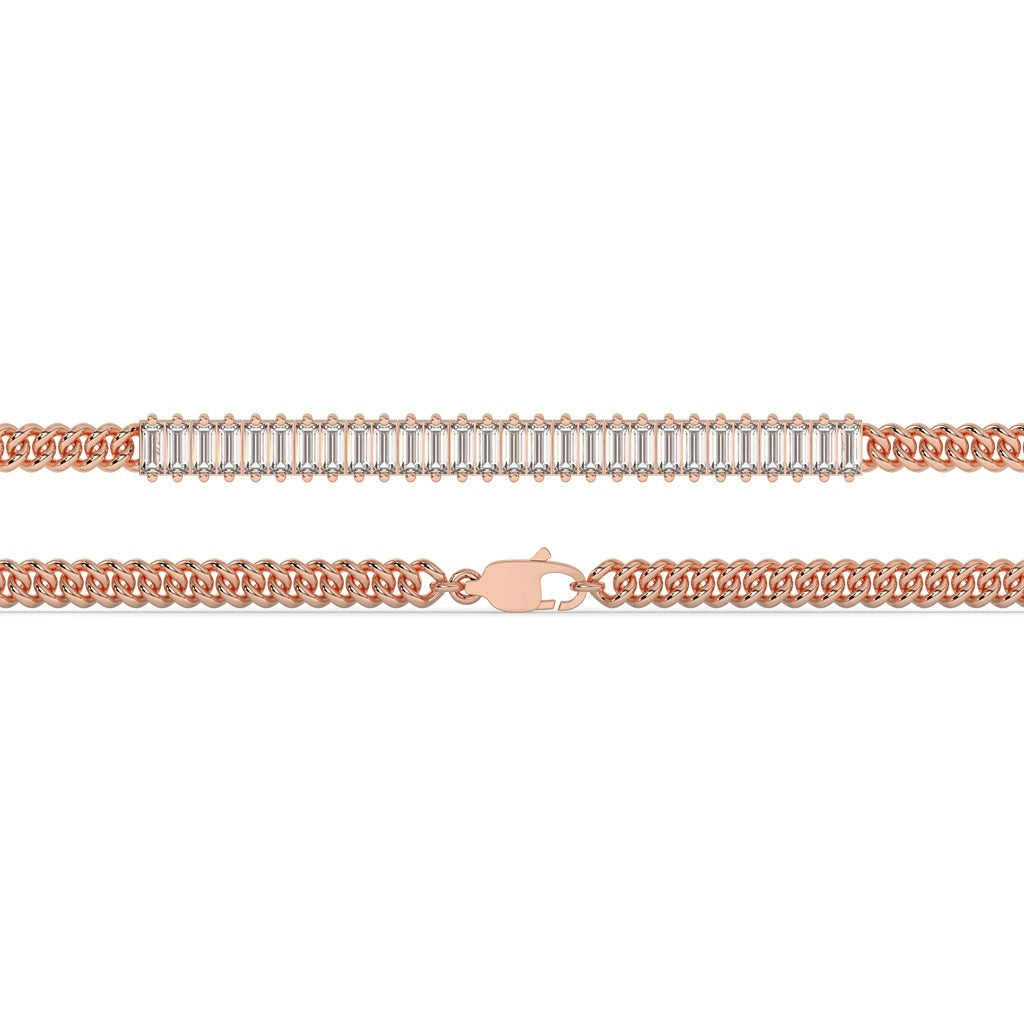 Gold Baguette Diamond Chain Bracelet