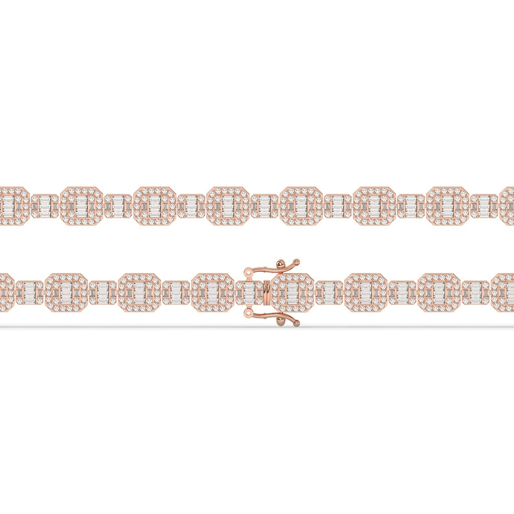 Octagon Baguette Diamond Link Bracelet