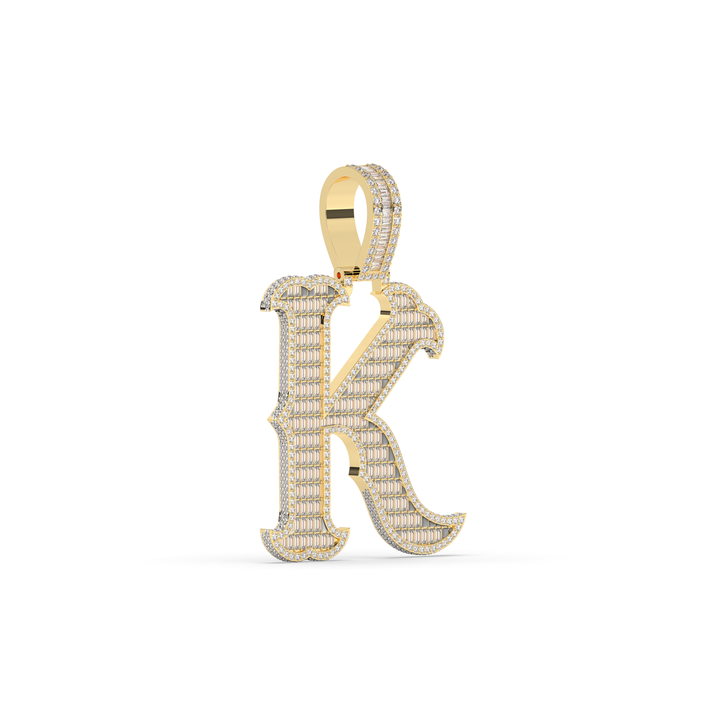 Golden K Initial Diamond Pendant