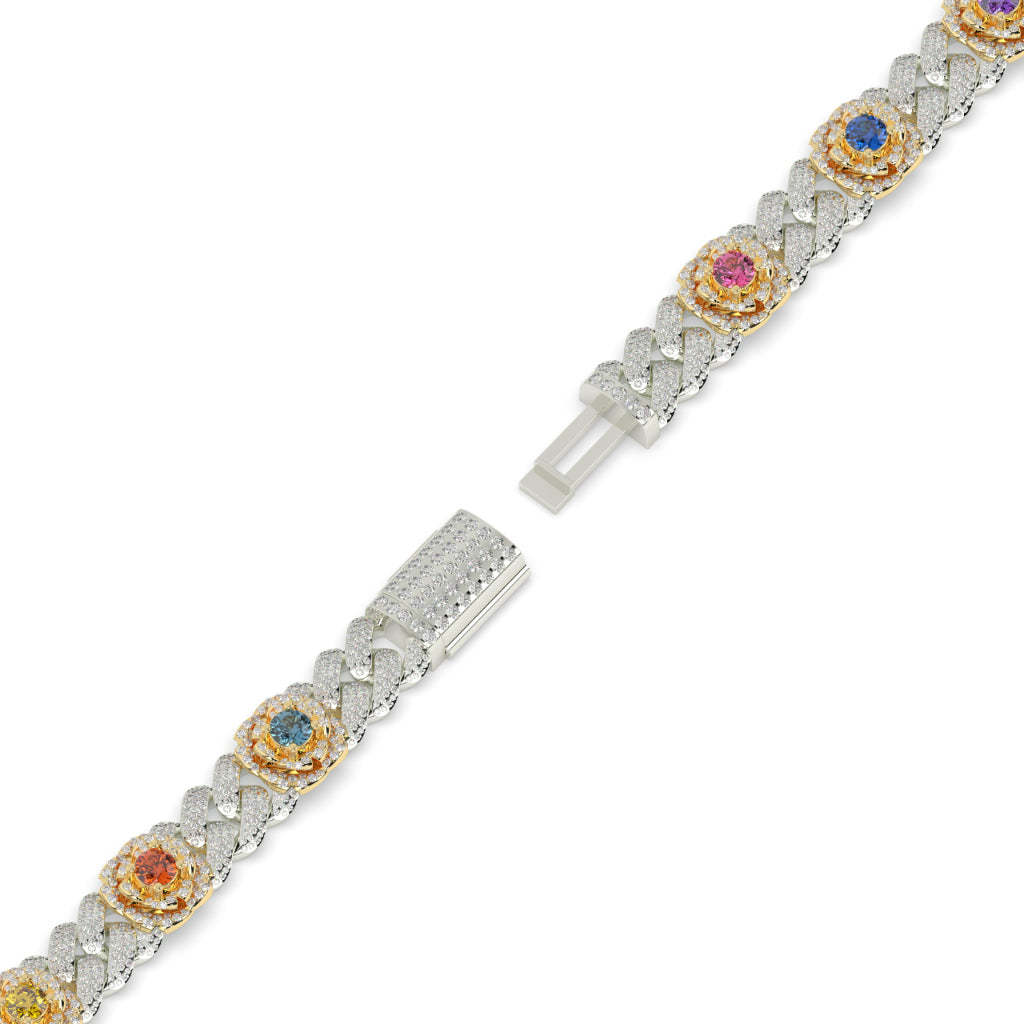 Rainbow Bloom Cuban Link Bracelet