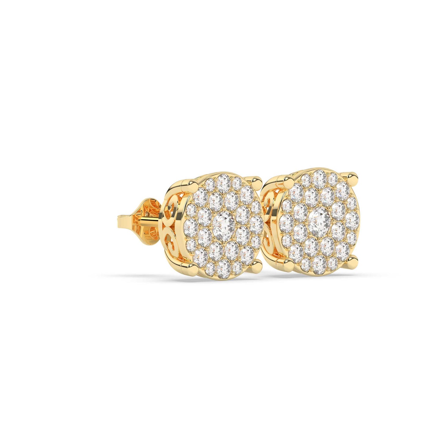 Gold Pavé Cluster Stud Earrings