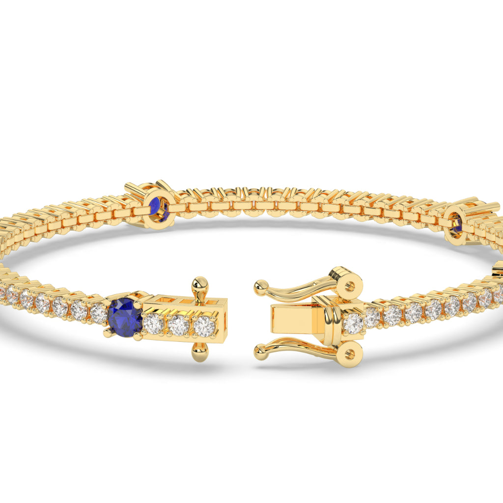 Elegant Blue Sapphire Diamond Bracelet