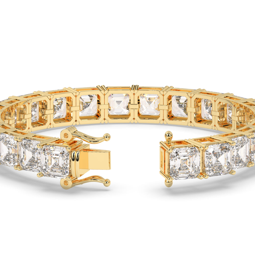 Square Diamond Gold Tennis Bracelet