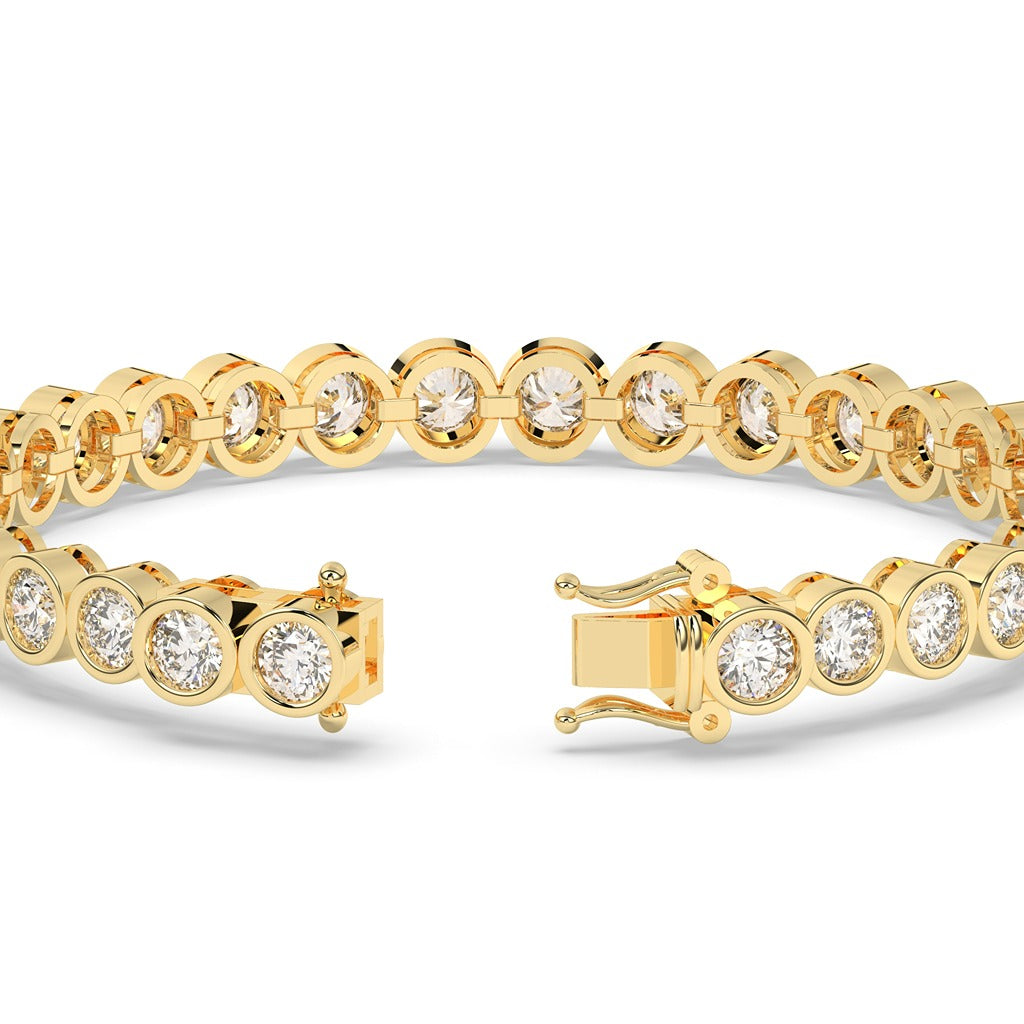 Gold Bezel Round Diamond Bracelet