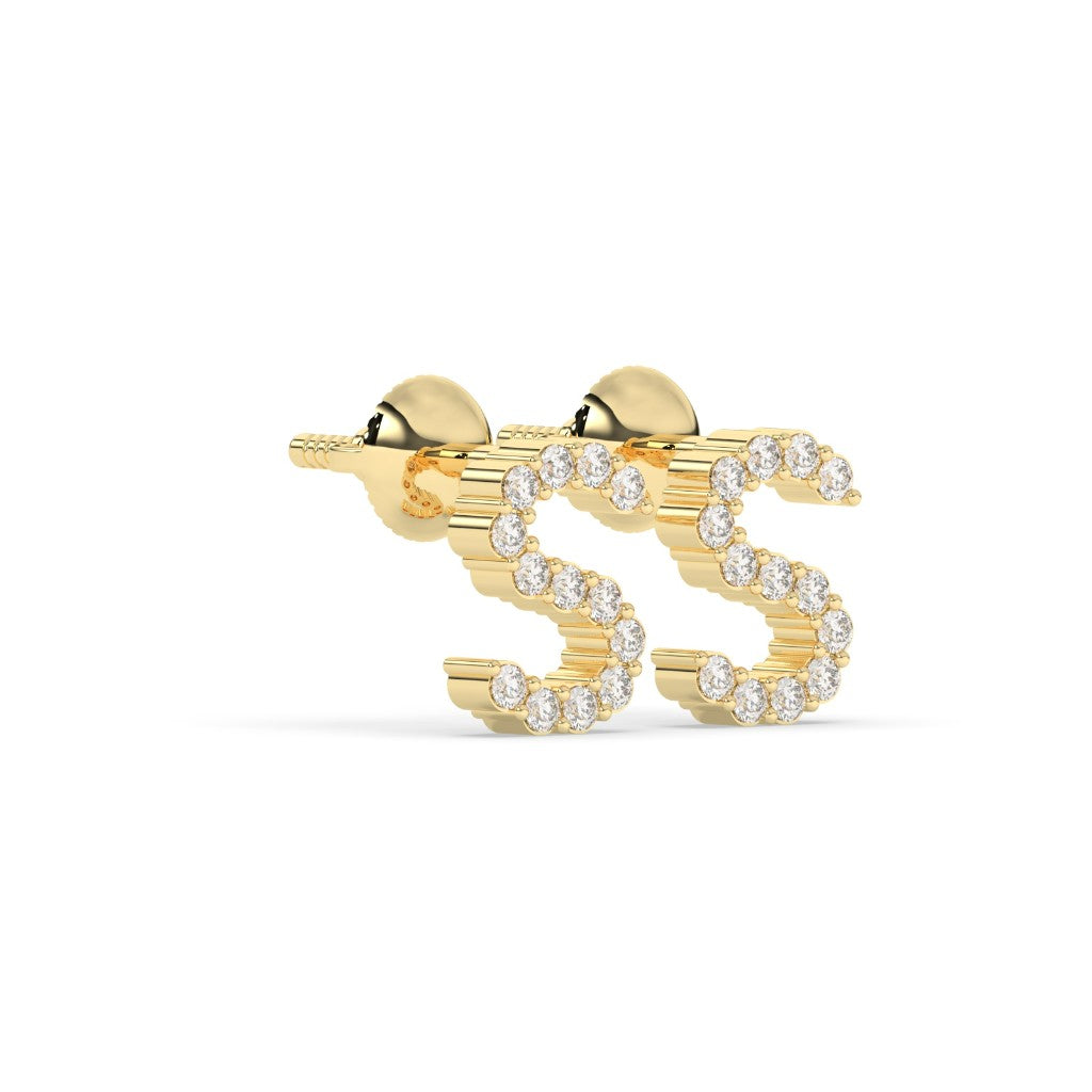Elegant S Shape Diamond Studs