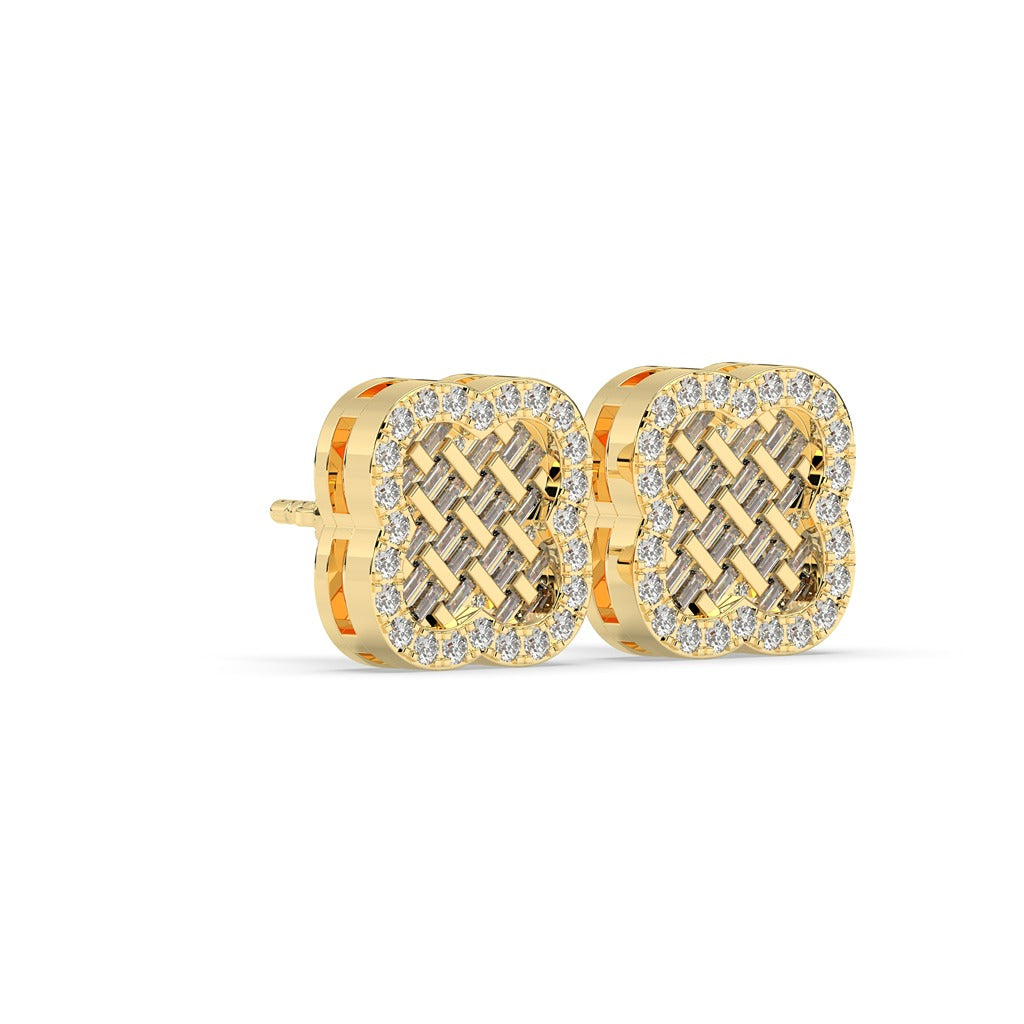Crisscross Baguette Halo Studs