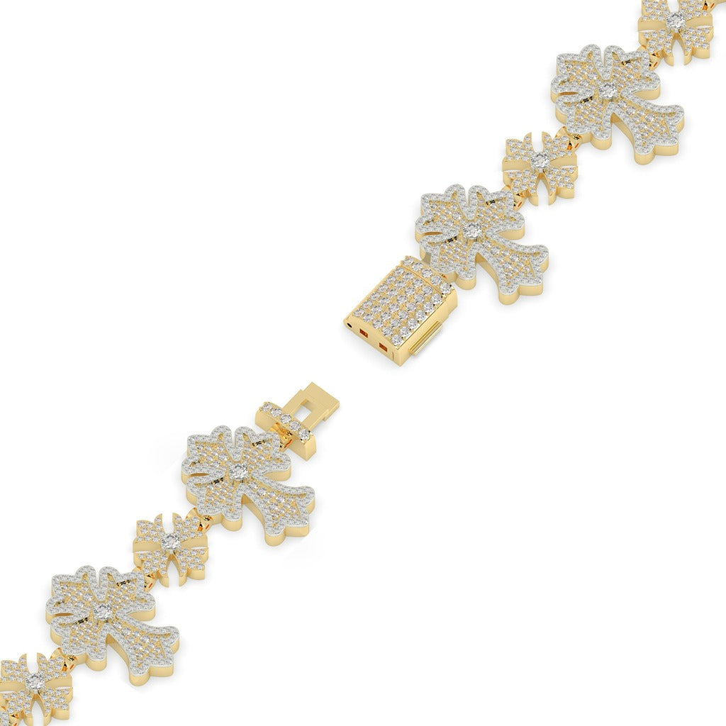 Royal Bloom Pavé Cross Bracelet