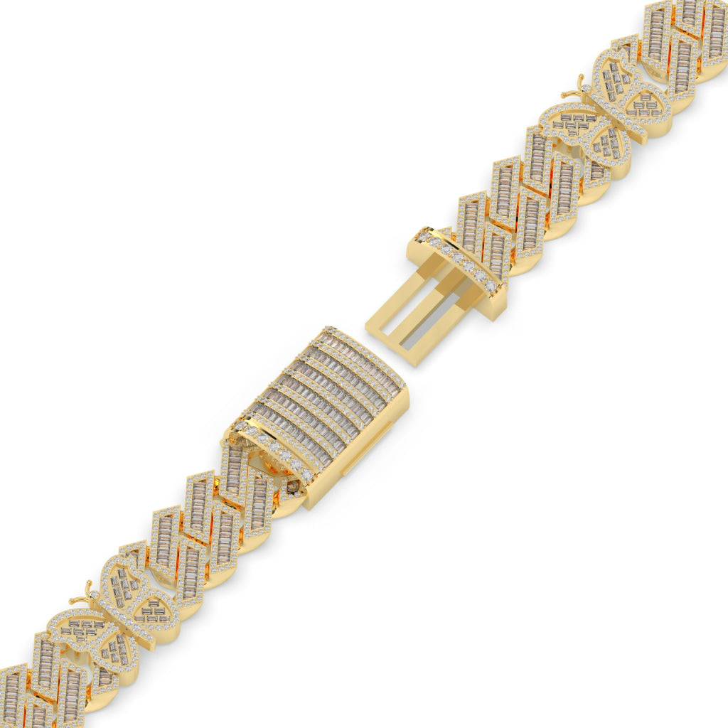 Butterfly Baguette Cuban Link Bracelet