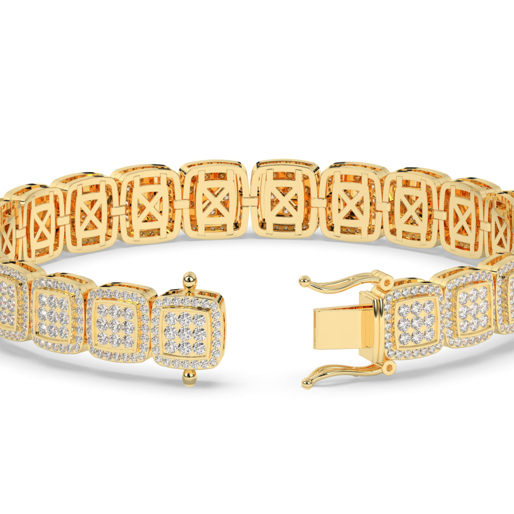 Square Link Diamond Gold Bracelet