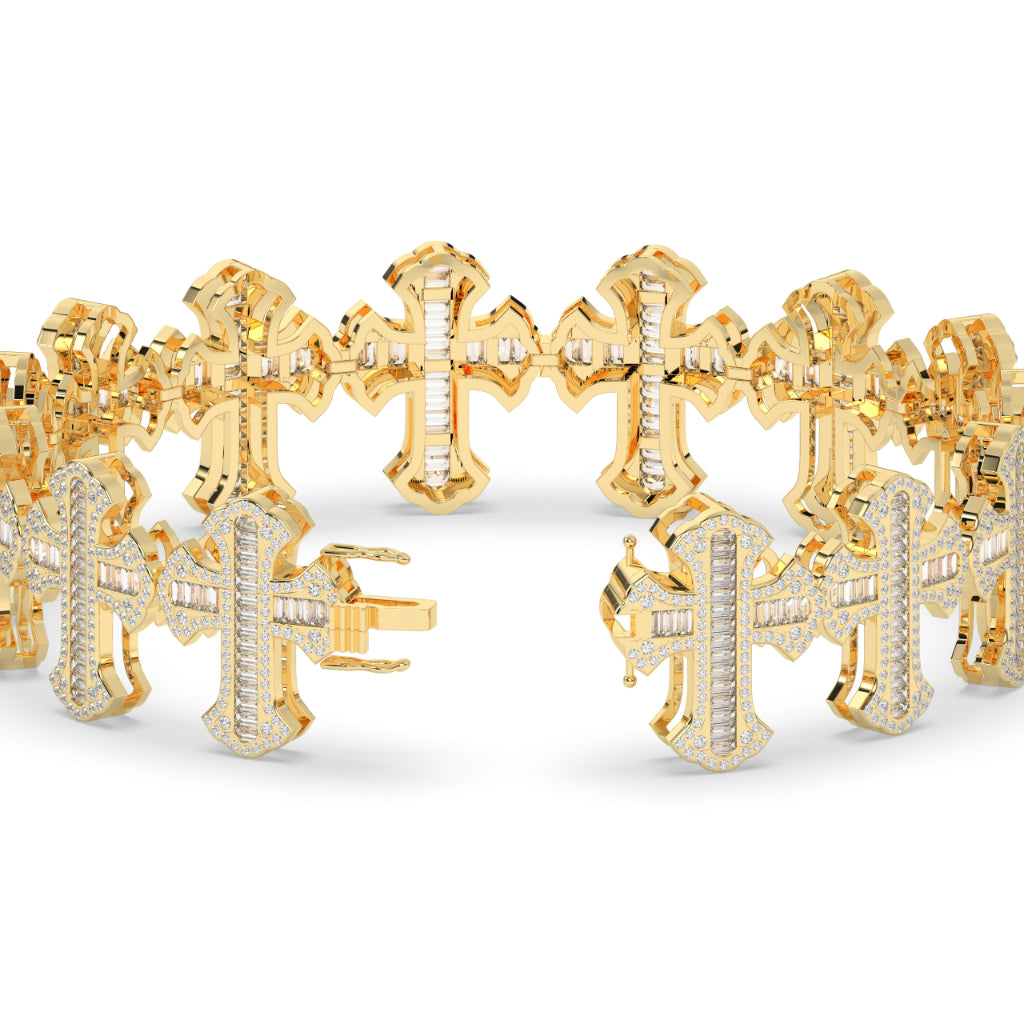 Iced Baguette Faith Cross Bracelet