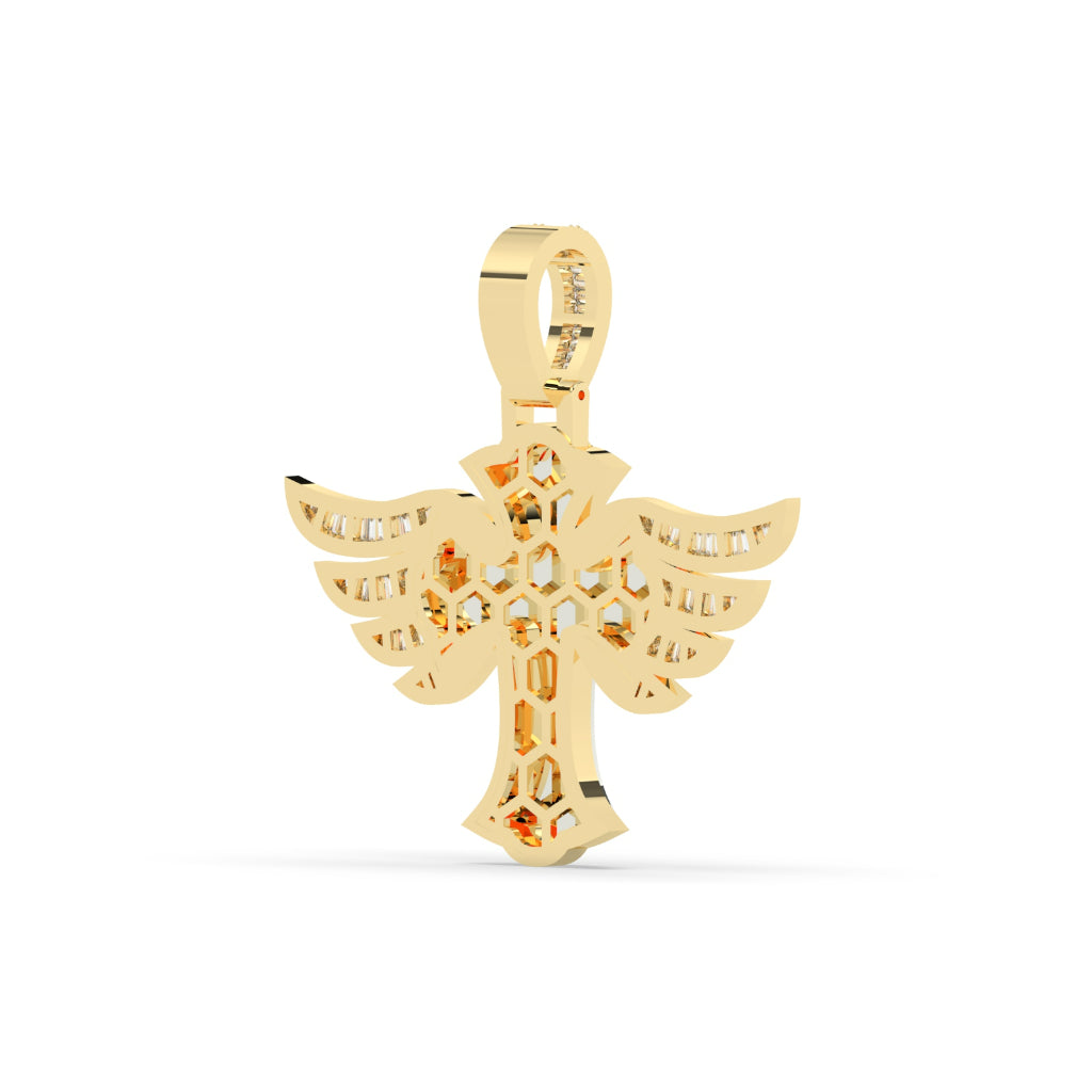 Angel Wings Diamond Cross Pendant