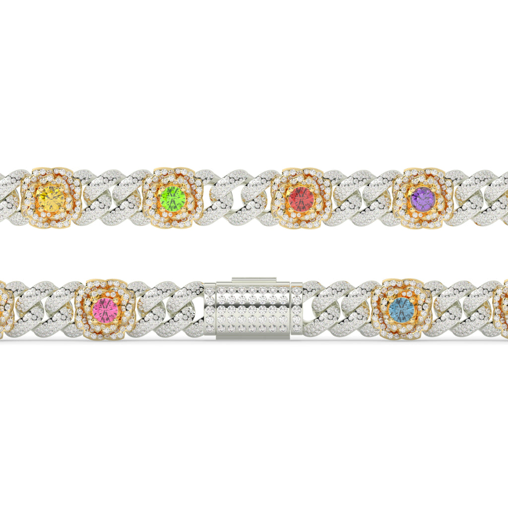 Rainbow Bloom Cuban Link Bracelet