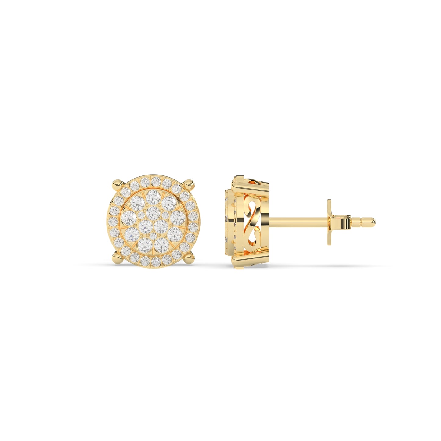 Radiant Circle Diamond Stud Earrings