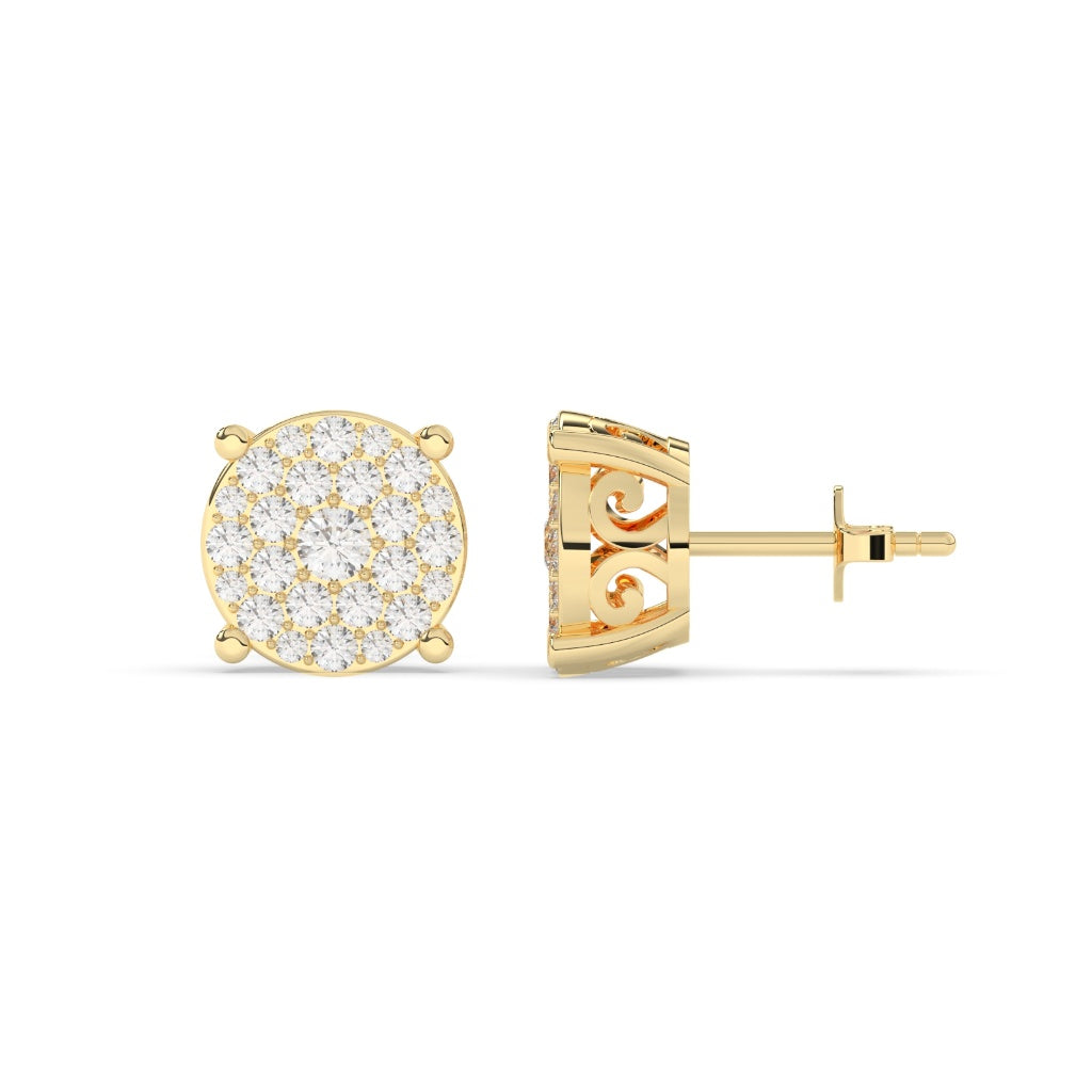 Gold Pavé Cluster Stud Earrings