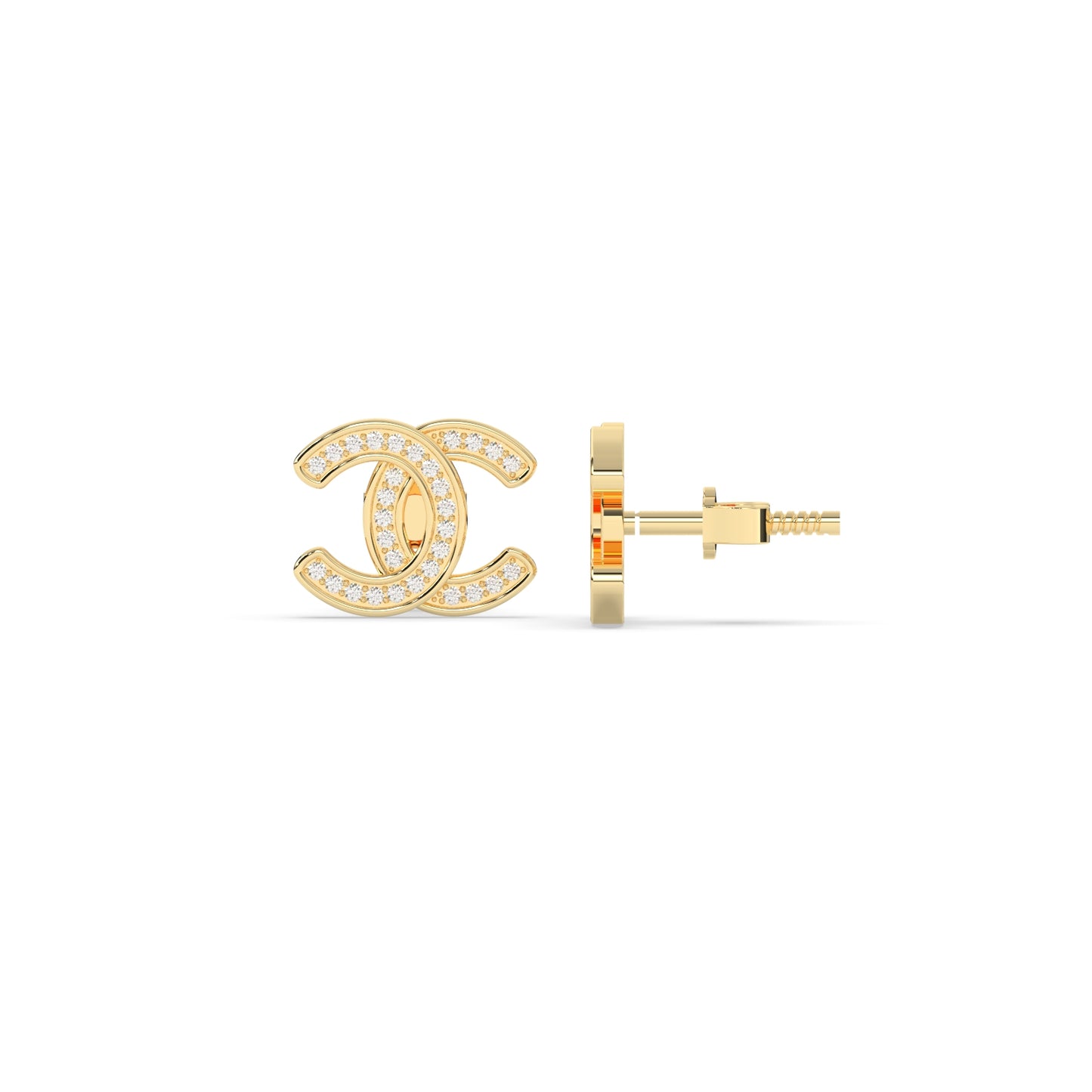 Twin C Sparkle Studs Earrings