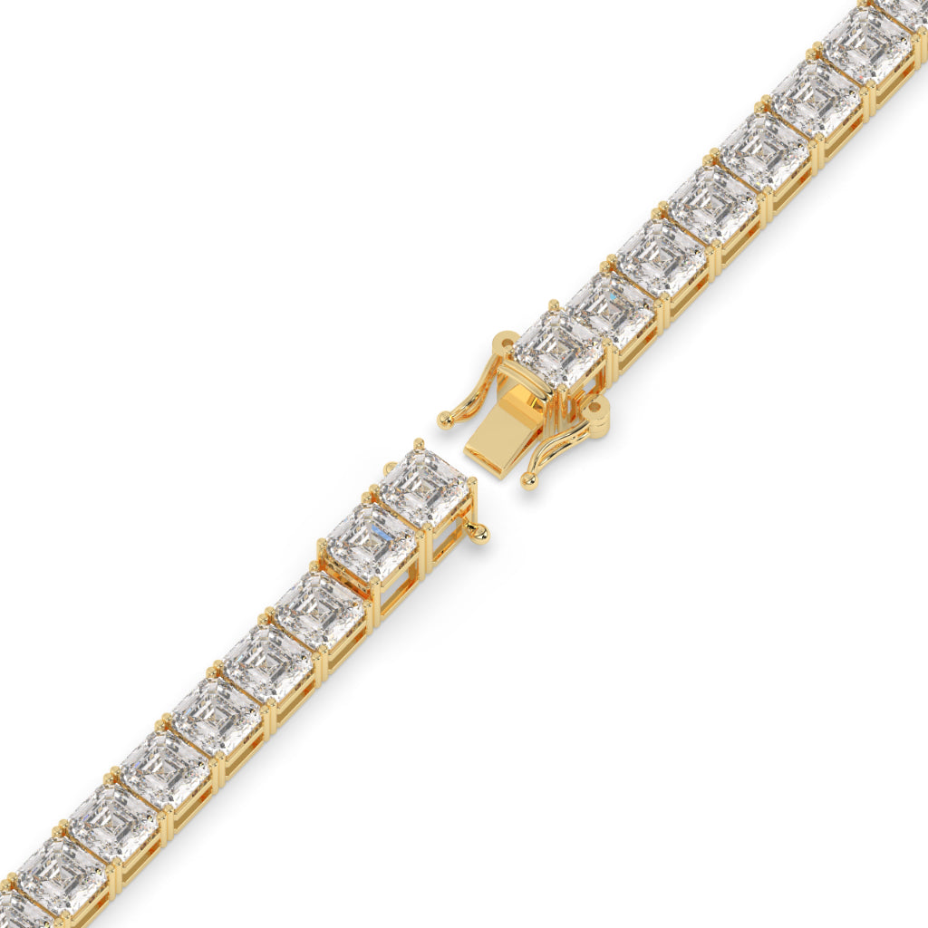 Square Diamond Gold Tennis Bracelet