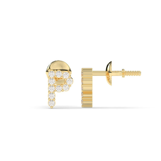 Diamond Letter P Stud Earrings