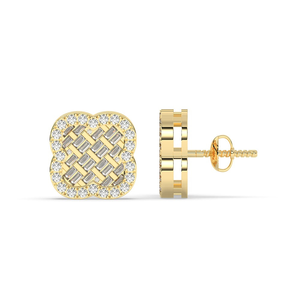 Crisscross Baguette Halo Studs