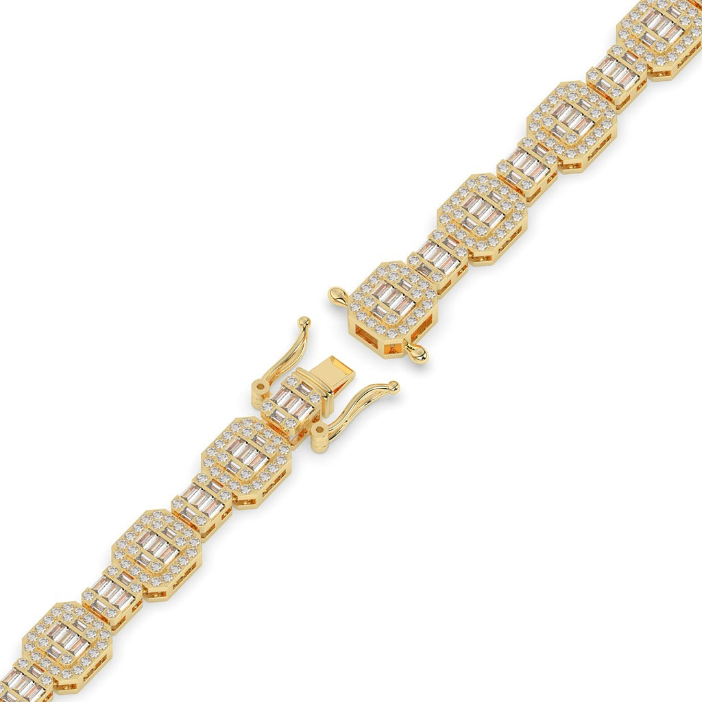 Octagon Baguette Diamond Link Bracelet