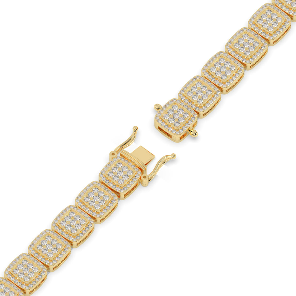 Square Link Diamond Gold Bracelet