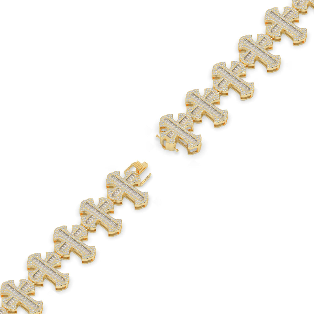 Iced Baguette Faith Cross Bracelet
