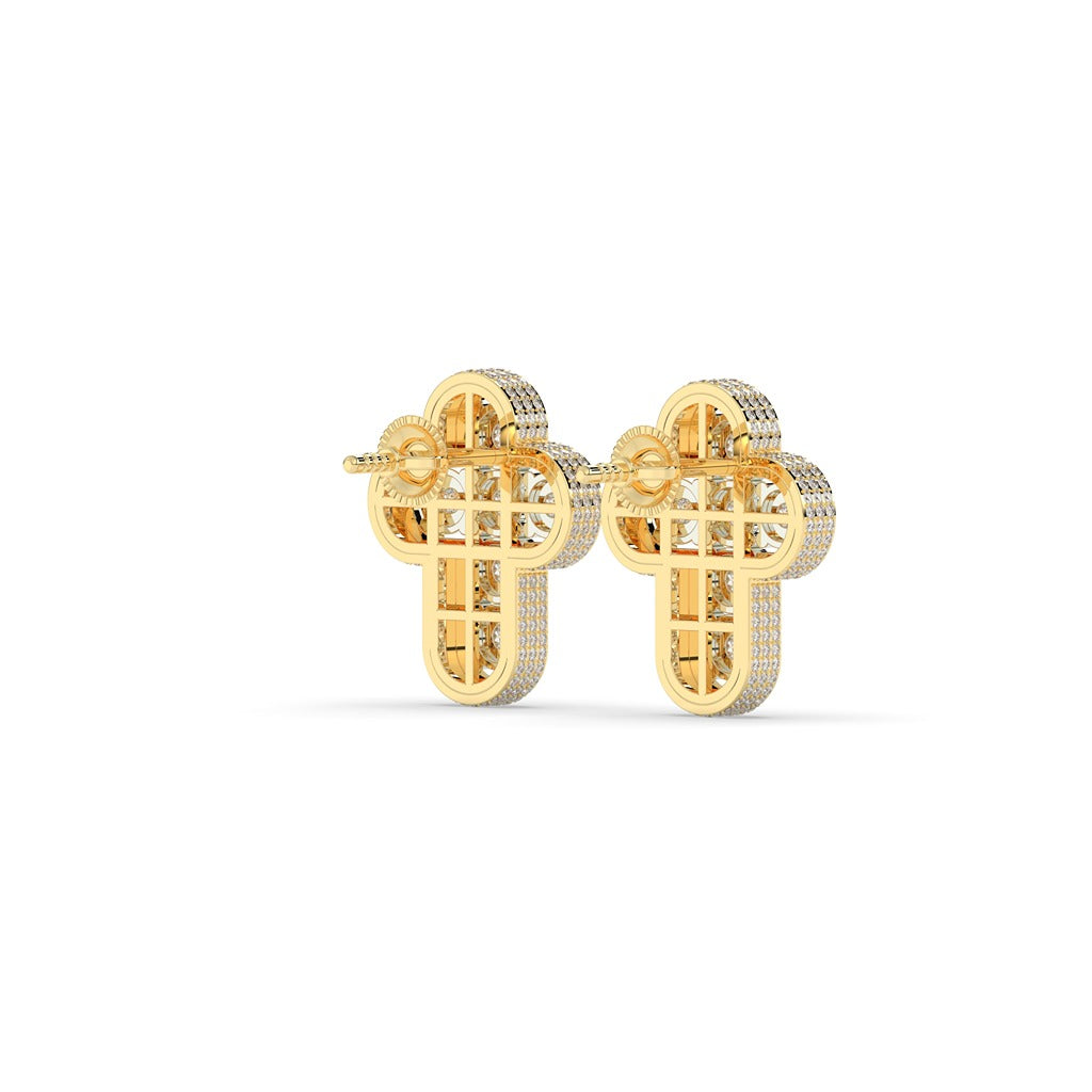 Iced Cross Cluster Stud Earrings
