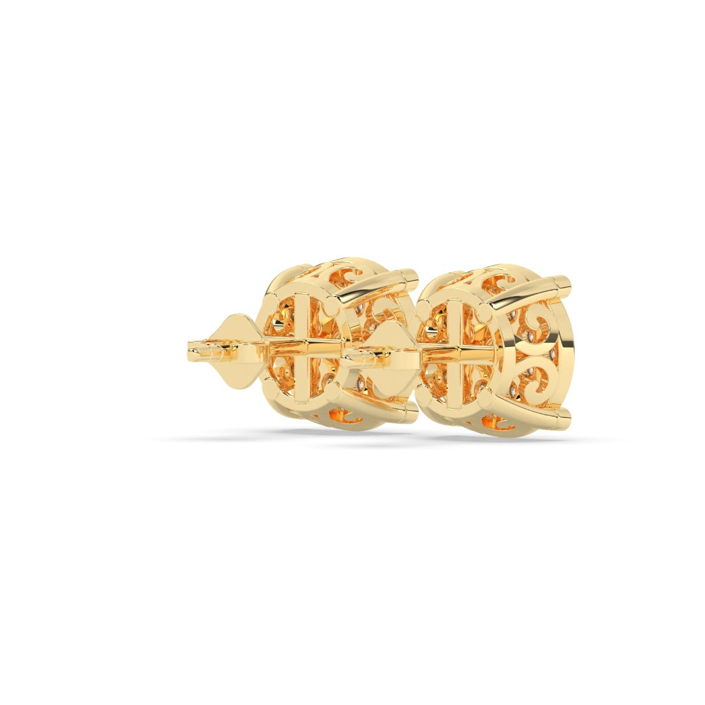 Gold Pavé Cluster Stud Earrings