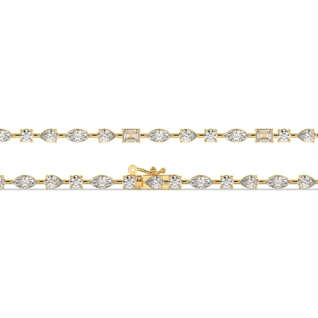 Three-Prong Round Diamond Tennis Bracelet in Gold