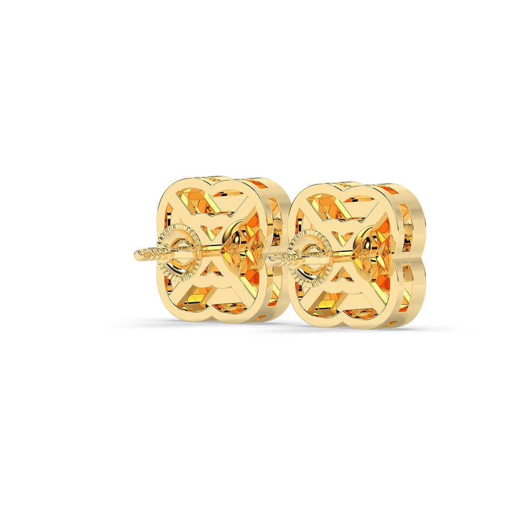 Crisscross Baguette Halo Studs