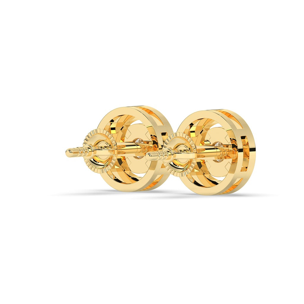 Gold Halo Circle Diamond Earrings