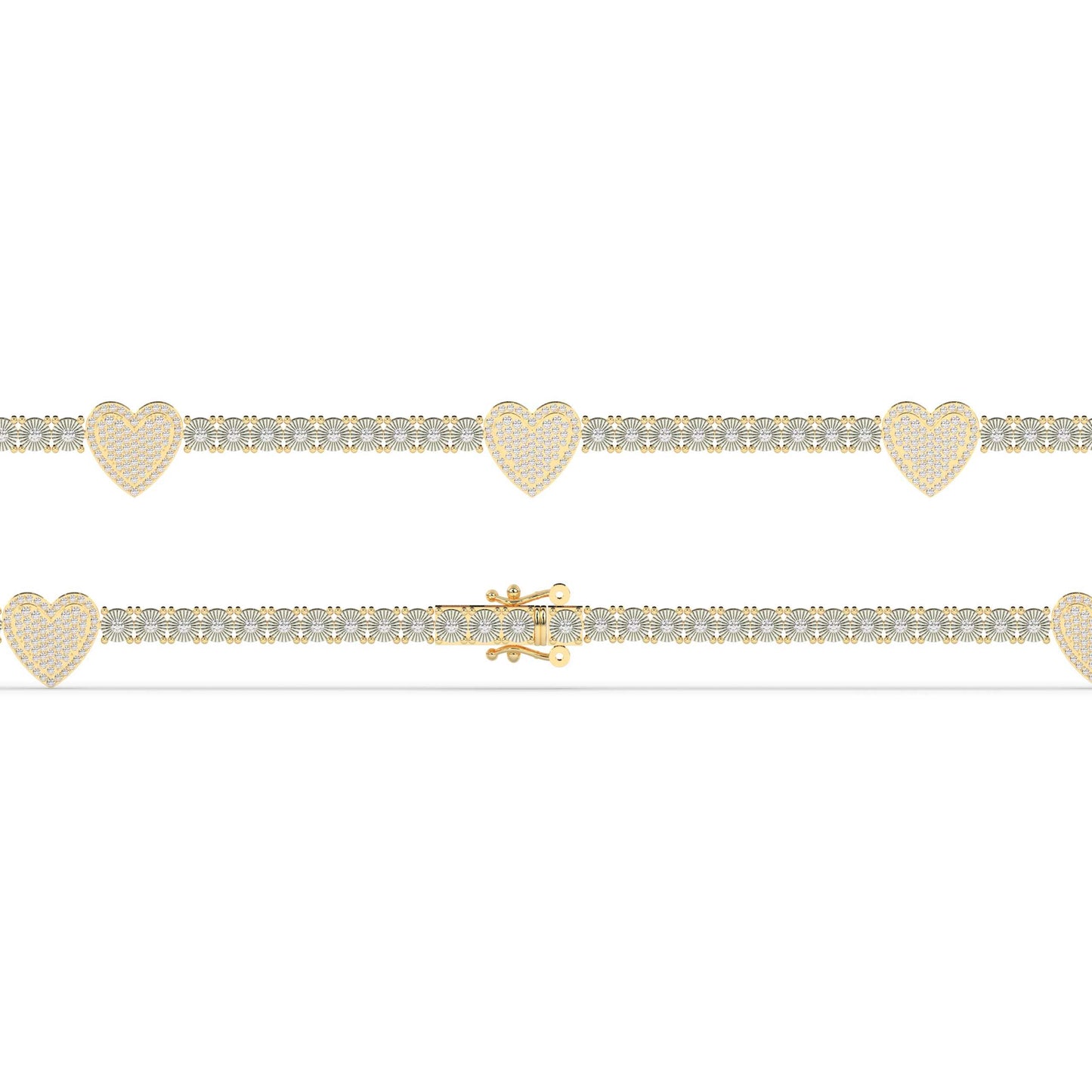 Diamond Heart Love Link Bracelet