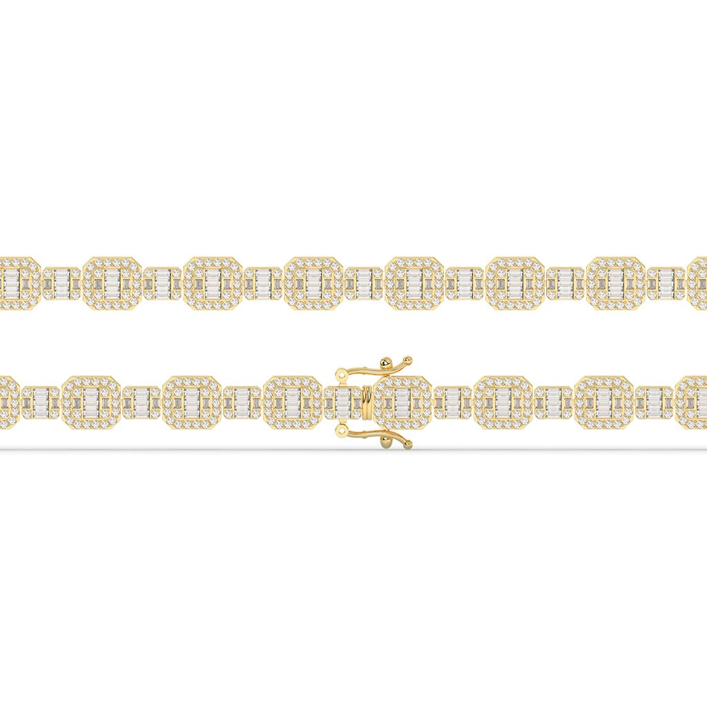 Octagon Baguette Diamond Link Bracelet