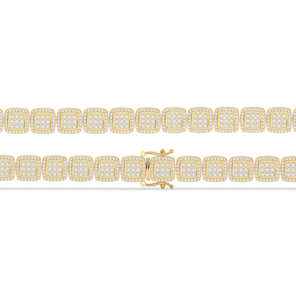 Square Link Diamond Gold Bracelet