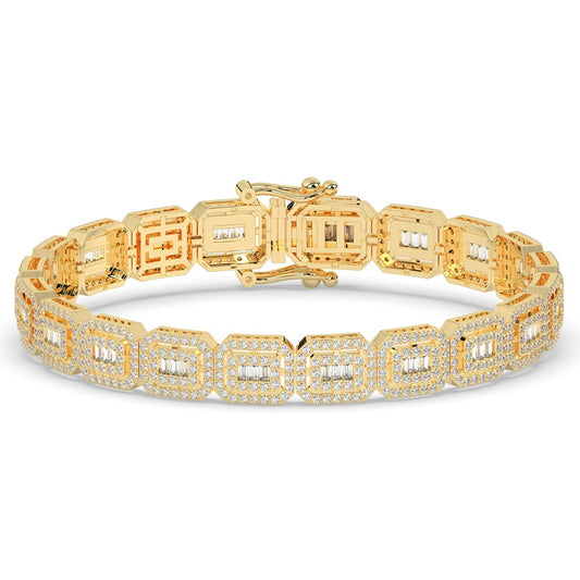Baguette Cluster Gold Link Bracelet