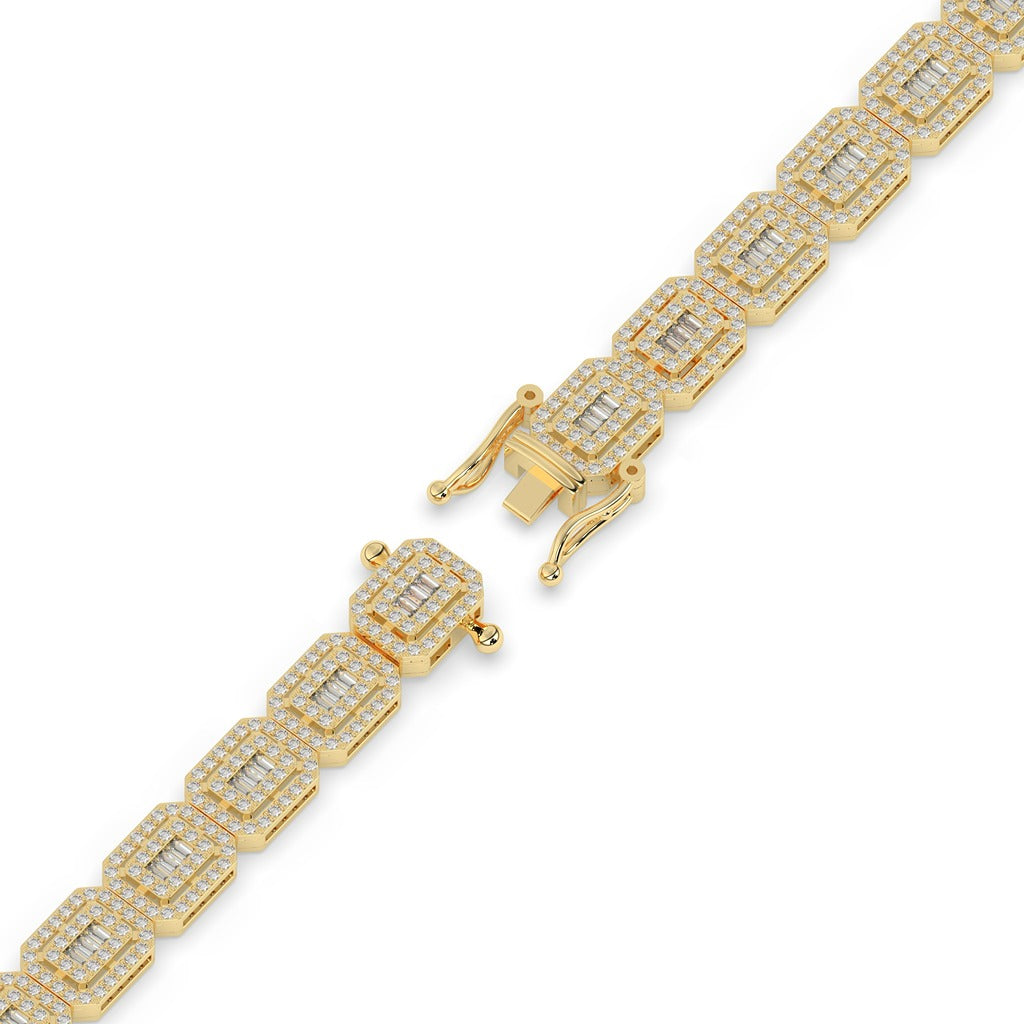 Baguette Cluster Gold Link Bracelet