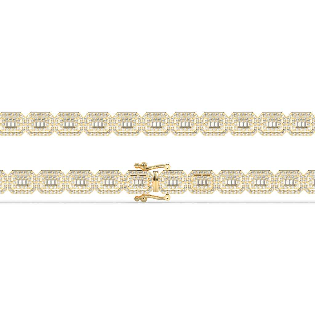 Baguette Cluster Gold Link Bracelet