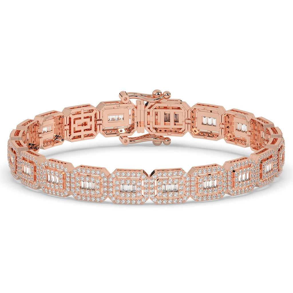 Baguette Cluster Gold Link Bracelet