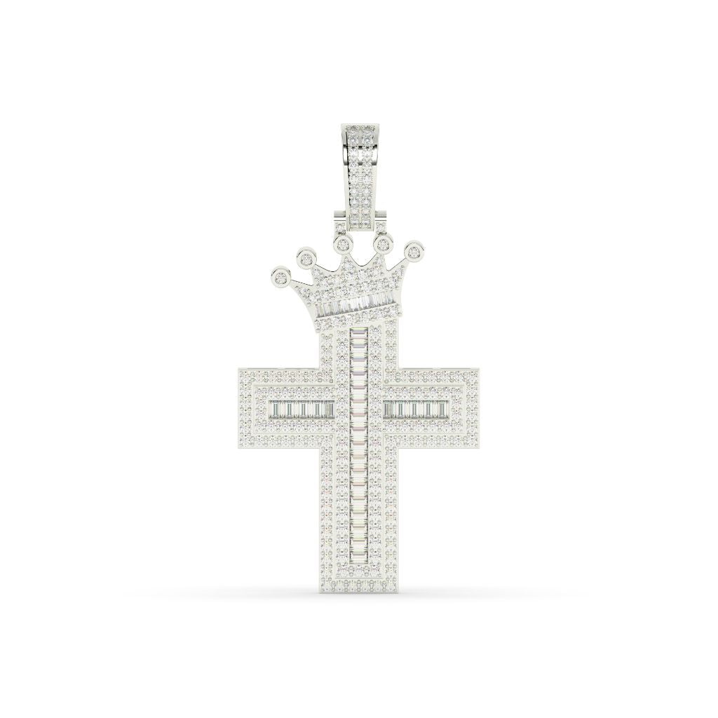 Crowned Royal Cross Diamond Pendant