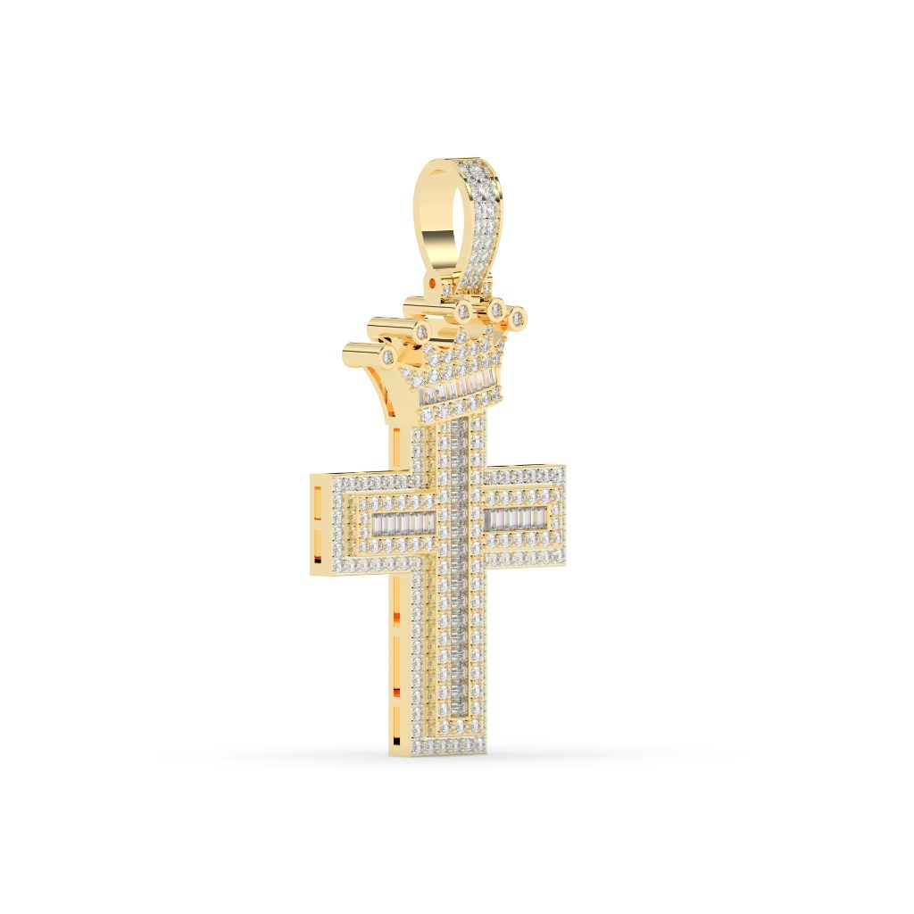 Crowned Royal Cross Diamond Pendant